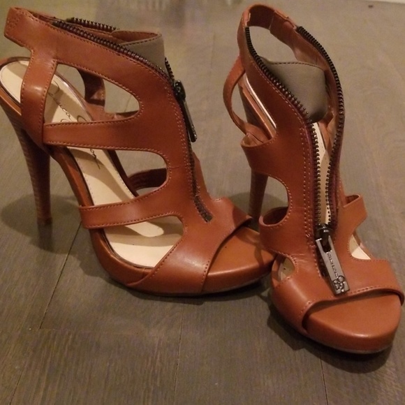 Tan Zip-up Jessica Simpson Heel Sandals - Picture 2 of 3